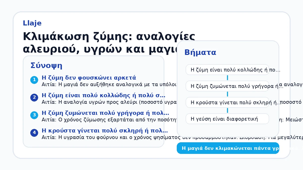 Κλιμάκωση ζύμης: αναλογίες αλευριού, υγρών και μαγιάς