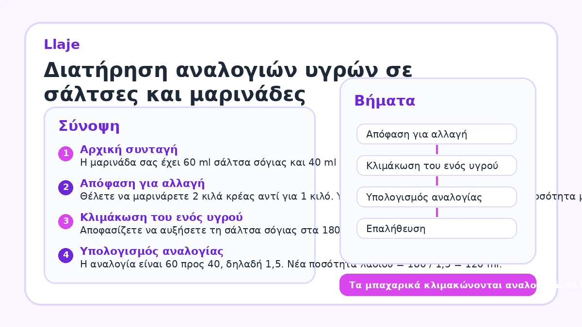 Διατήρηση αναλογιών υγρών σε σάλτσες και μαρινάδες