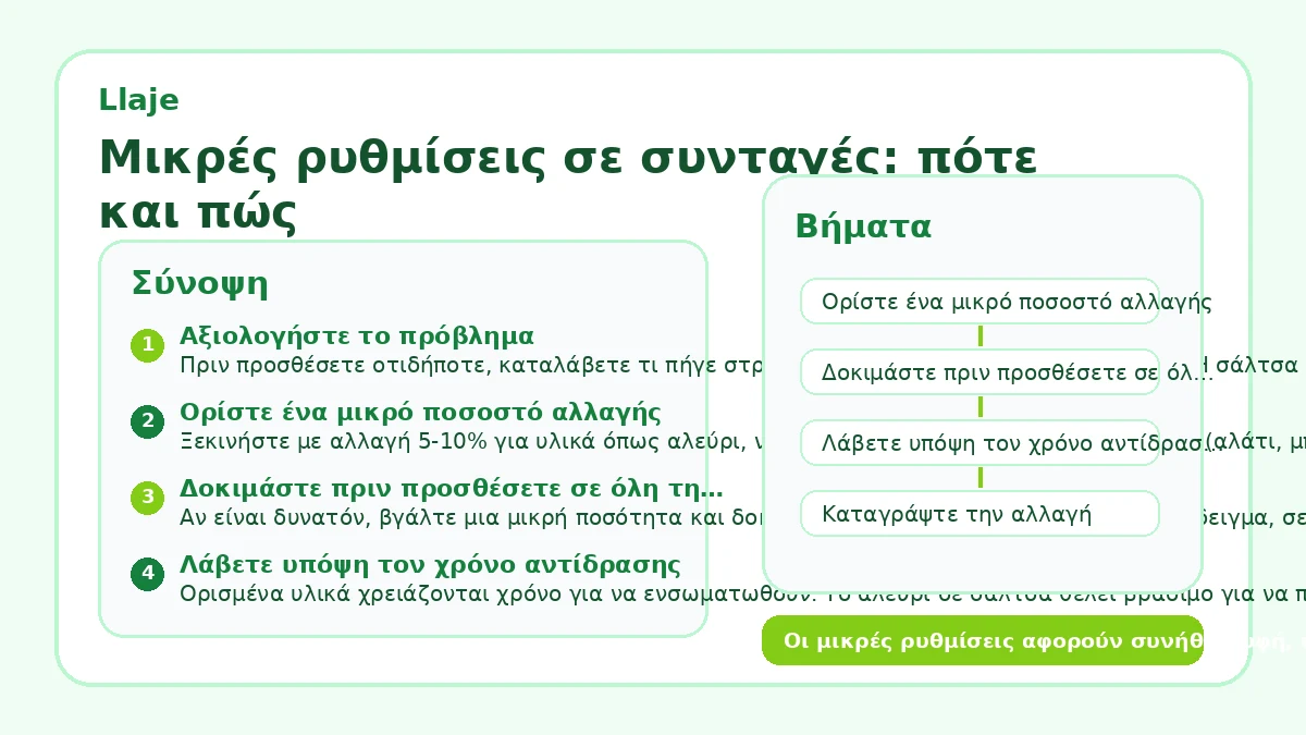 Μικρές ρυθμίσεις σε συνταγές: πότε και πώς