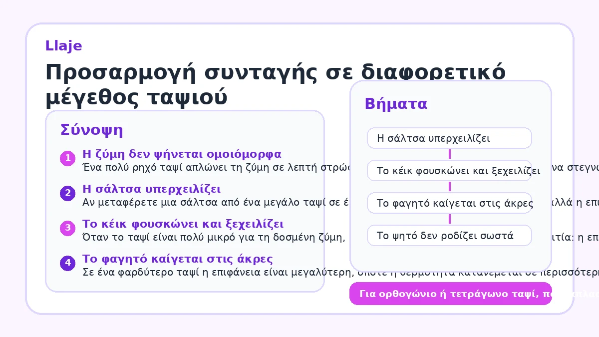 Προσαρμογή συνταγής σε διαφορετικό μέγεθος ταψιού