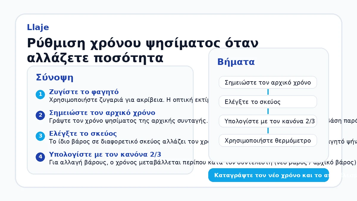 Ρύθμιση χρόνου ψησίματος όταν αλλάζετε ποσότητα